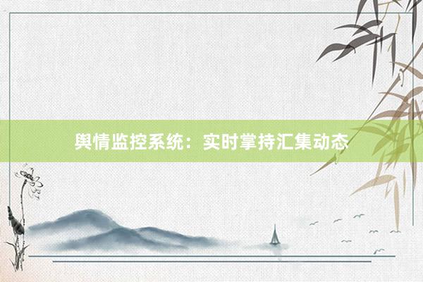 舆情监控系统：实时掌持汇集动态